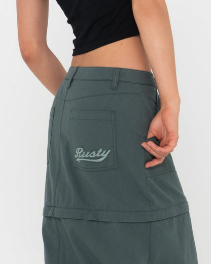 Pollera Rusty Billie Low Rise Ripstop Zip Skirt Ld Army