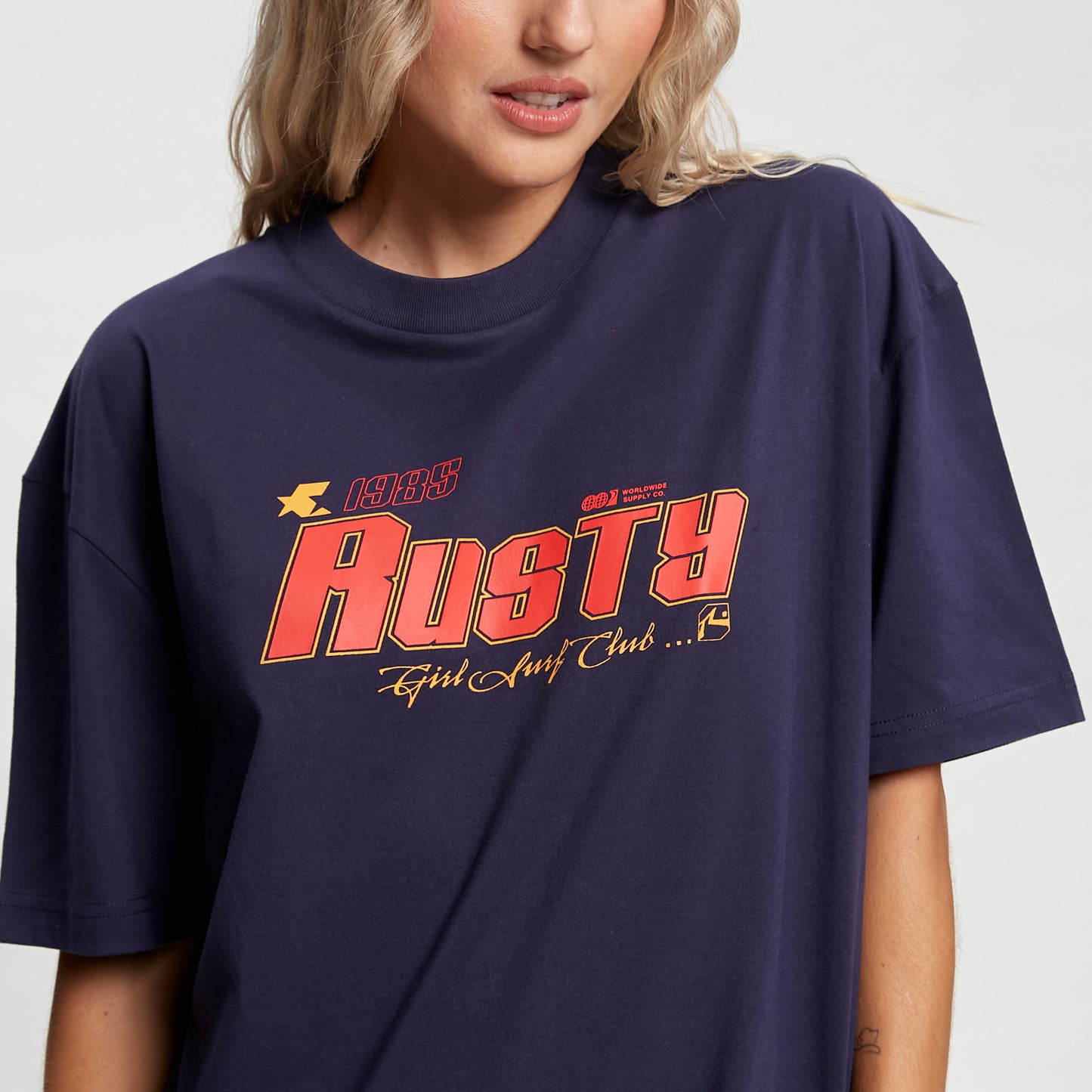 Remera Mc Rusty Girls Surf Oversize Tee Ld Navy