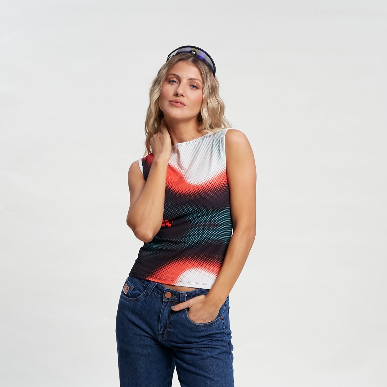 Fashion Top Rusty Meshy Allover Tank Ld Navy