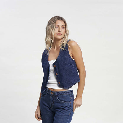 Chaleco Rusty Ryley Cropped Denim Vest Ld Blue