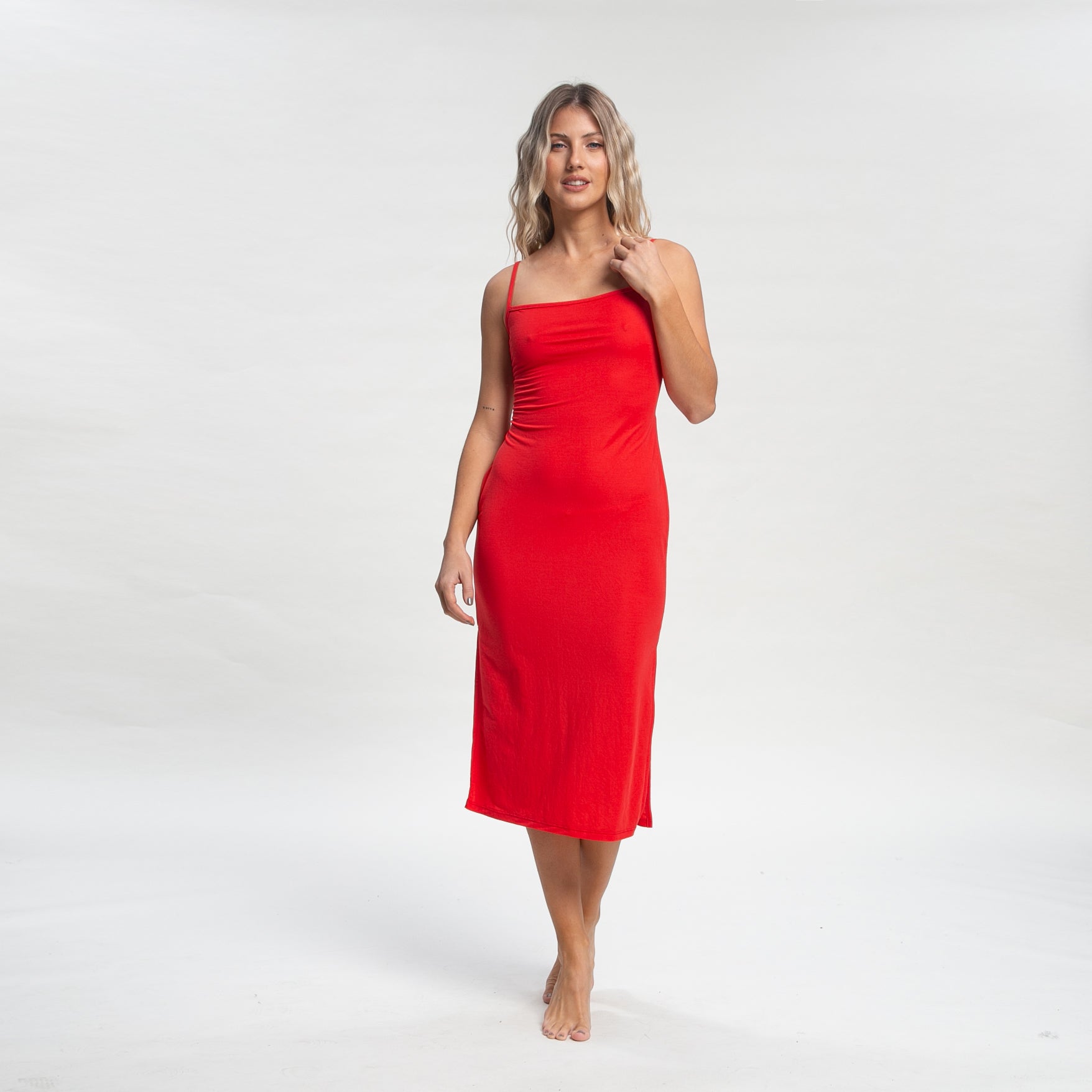 Vestido Rusty Vicky Night Slip Maxi Dress Ld Fiesta Red