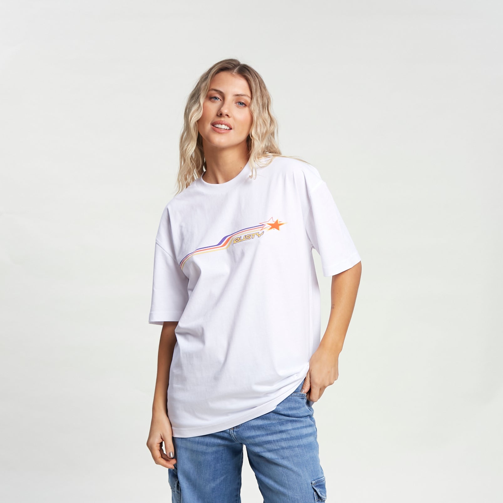 Remera Mc Rusty Wave Rider Oversize Tee Ld White